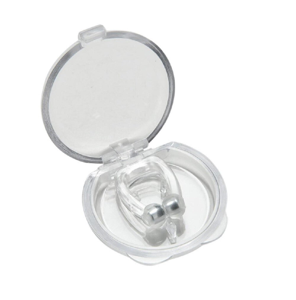 Hushora silicone anti-snore clip in hand for size reference