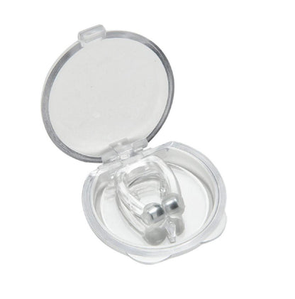 Hushora silicone anti-snore clip in hand for size reference